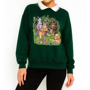 Basic Editions Vintage Sweatshirt Puppies And Kittens Size XL So Cute!